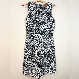 Tory Burch Silk Blend Pencil Dress Black and White Abstract Logo Print Size 6